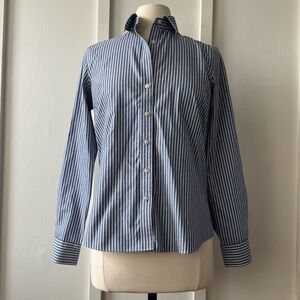 Lands’ End Blue & White Stripe Button-Down‎ Shirt – Size 8